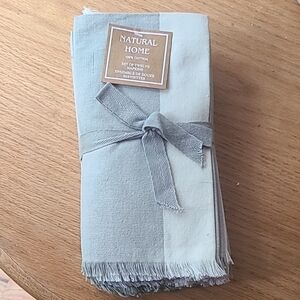 Natural Home Cotton Napkins - Sage And Off White